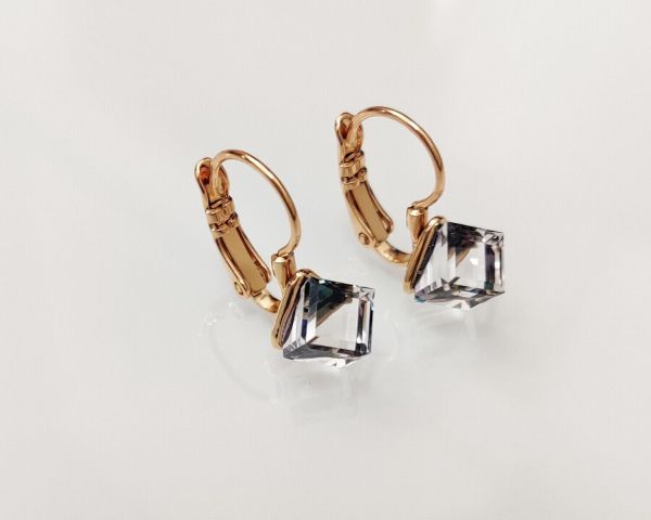 Earrings with Swarovski crystals Cube