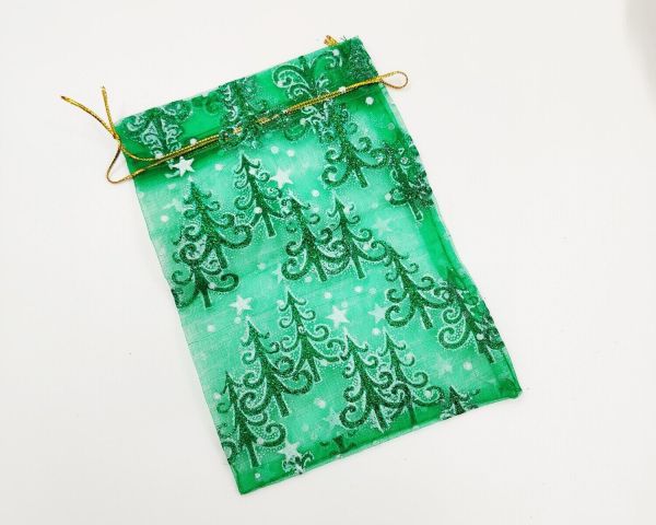 Gift bag made of fabric "Organza with a pattern"