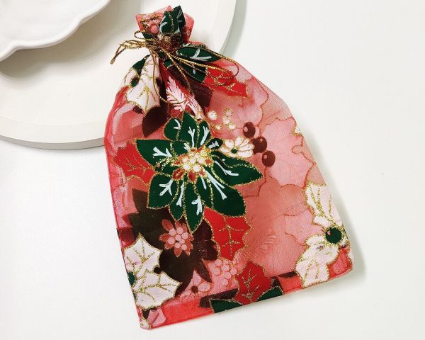 Gift bag made of fabric "Organza with a pattern"